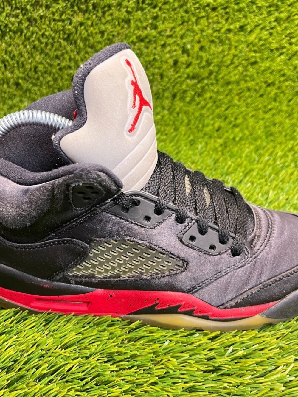 Nike‎ Air Jordan 5 Retro Satin Bred Boys Size 5Y Black Casual Shoes Sneakers